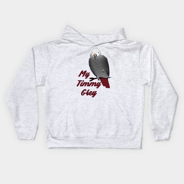 Timneh African Grey Parrot Timmy Kids Hoodie by Einstein Parrot